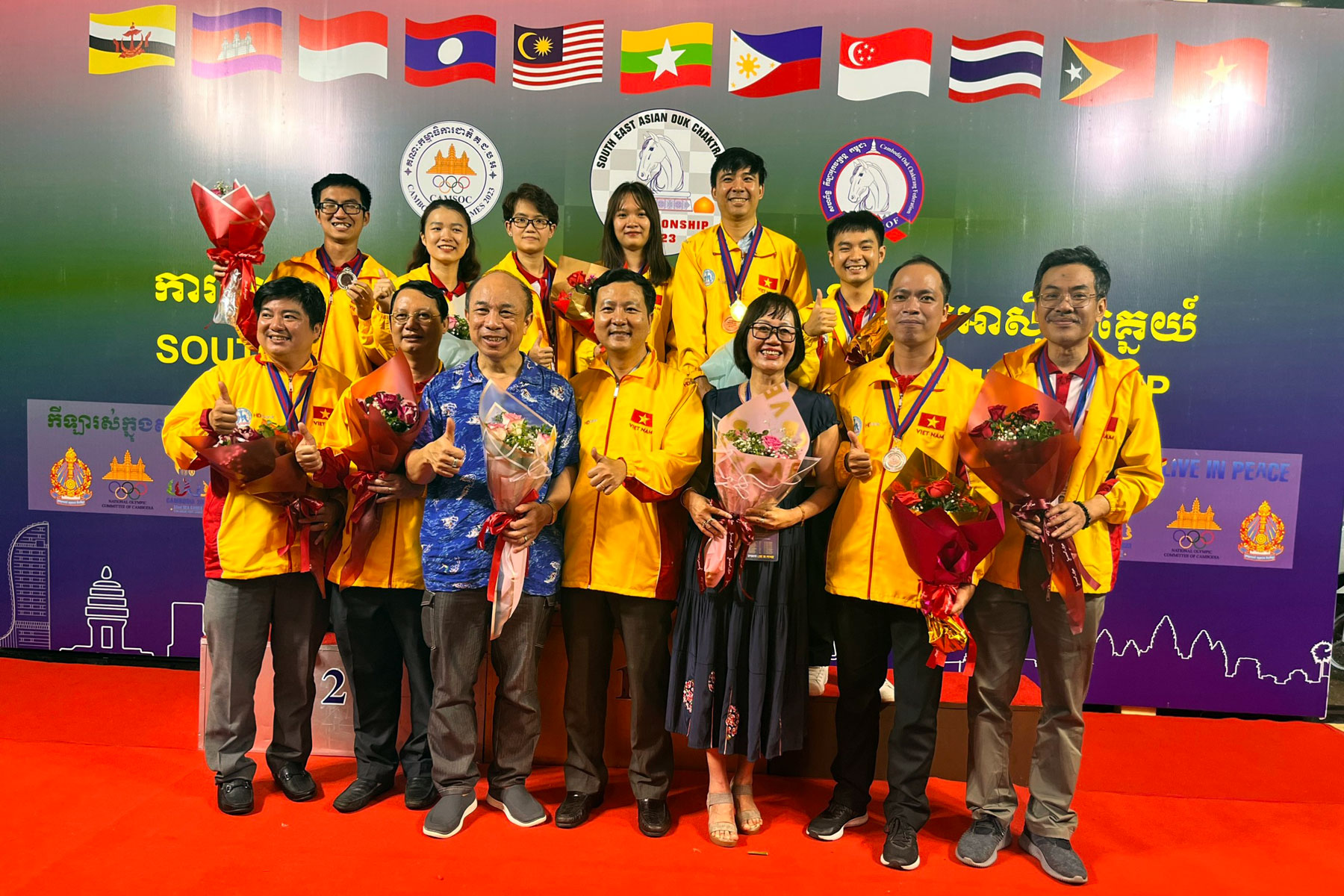 Đội tuyển Việt Nam giành 2 HCV, 3 HCB, 2 HCĐ Giải Ouk Chaktrang vô địch Đông Nam Á (tiền Sea Games 32)
