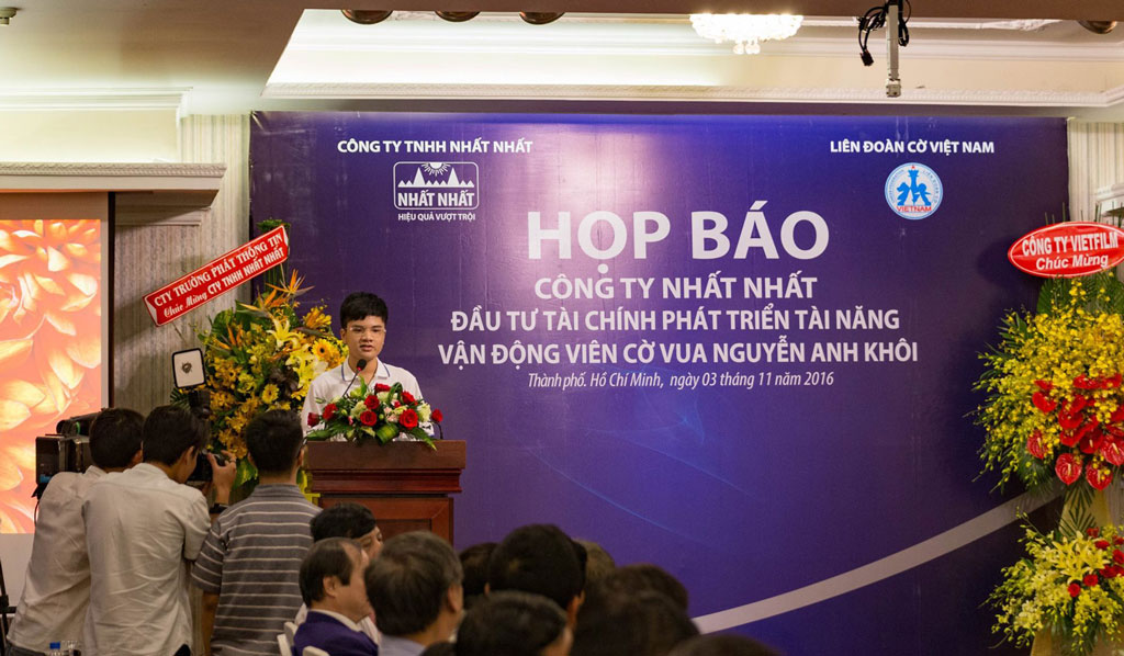 Họp báo công bố tài trợ cho kỳ thủ Nguyễn Anh Khôi